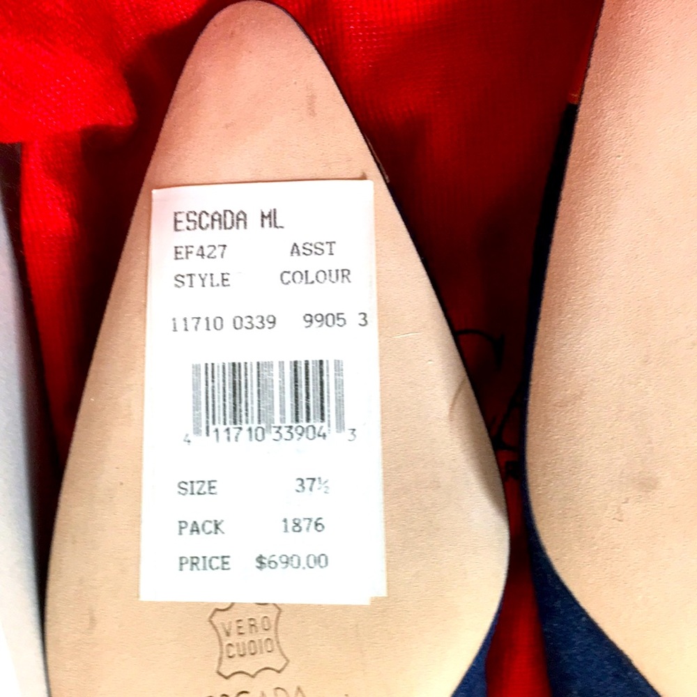NWB ESCADA Denim Gold Heels Wowsa!!! - Picture 9 of 15